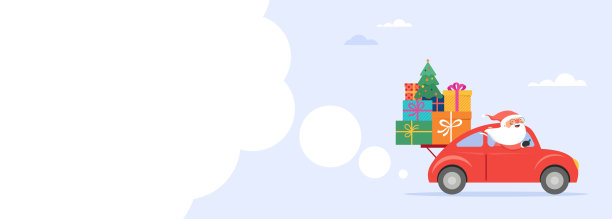 圣诞及节假日在线配送服务理念，在线跟踪订单，送货到家及办公室。仓库，卡车，无人机，摩托车和自行车快递圣诞老人图片下载