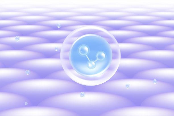 透明质酸头发和皮肤解决方案广告，蓝色胶原蛋白血清滴在皮肤细胞与化妆品广告背景准备使用，插图矢量。图片下载