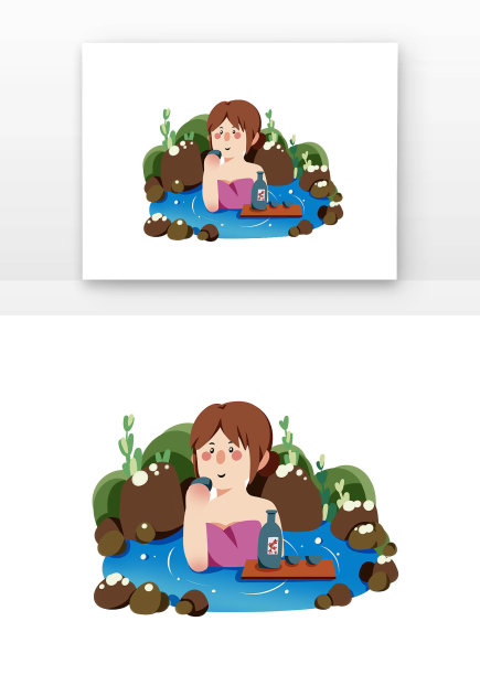 卡通节气小雪泡温泉儿童图片下载