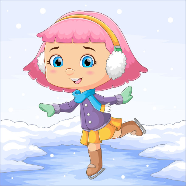 这个美丽的女孩正在冬天滑冰图片下载