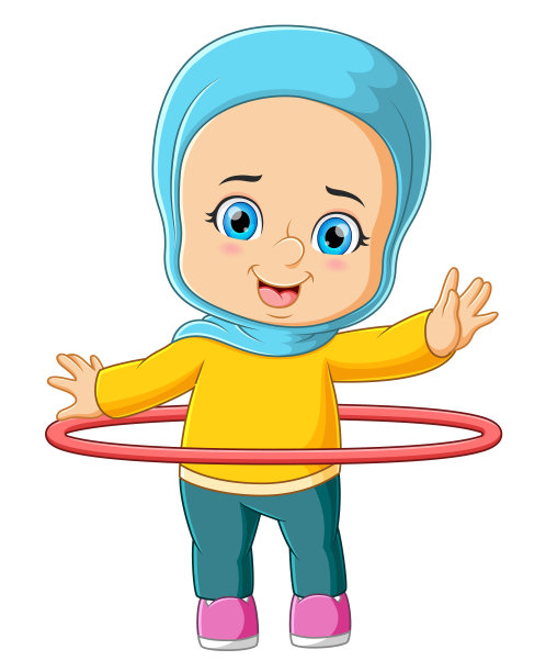 这个小女孩正在练习呼啦圈图片下载