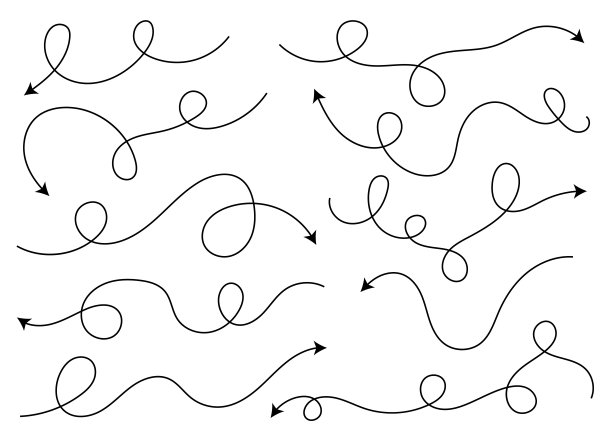 手绘曲线箭头形状。箭头线。箭头图标设置图片下载