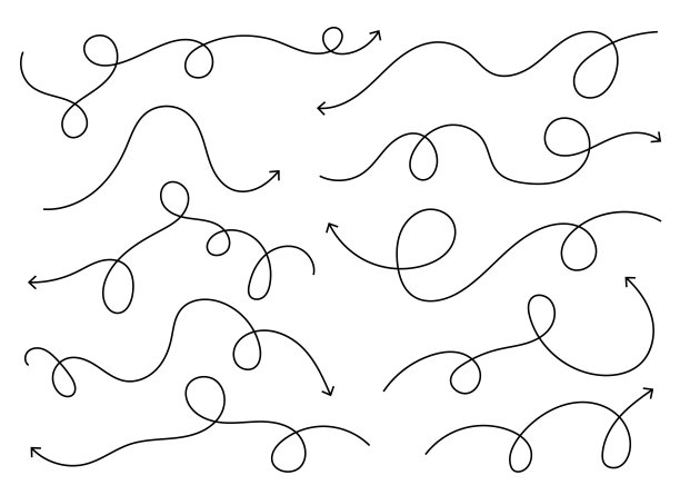 手绘曲线箭头形状。箭头线。箭头图标设置图片下载