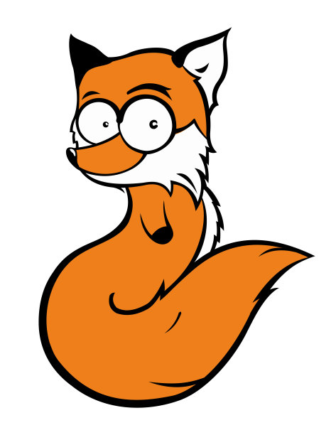 剪辑艺术与孤立的红色卡通狐狸图片下载