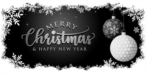 高尔夫圣诞贺卡-黑色背景图片下载
