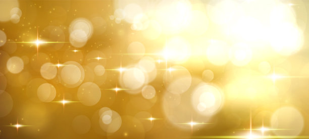 抽象的金色灯光在金色的背景上隔离开来。闪耀的星星和耀眼的光芒。为您的设计素材。现实灿烂的闪光矢量图片下载