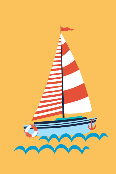 海上或海洋上的游船。旅游船和游艇用于邮轮运输，矢量图标。平面卡通插画，剪贴画。图片下载