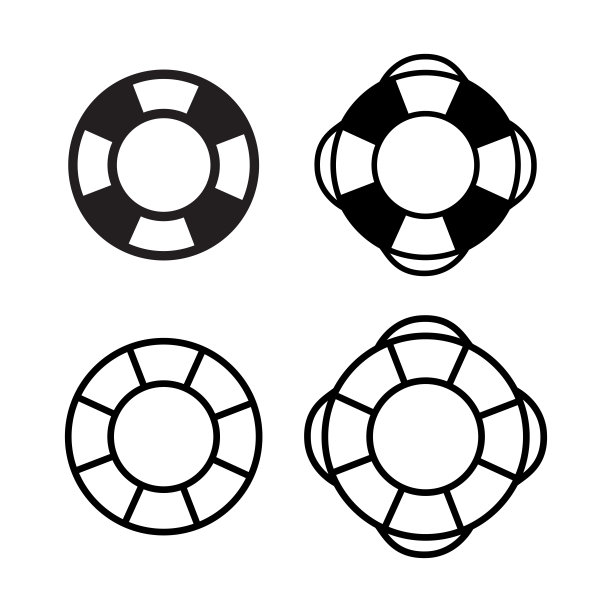 救生圈图标设置在平面风格矢量插图。救援，救生，救生员符号图片下载