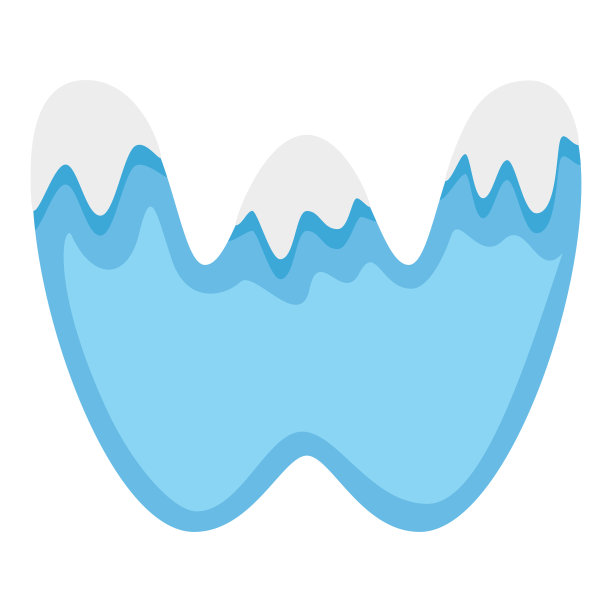字母W Snow，矢量插图图片下载