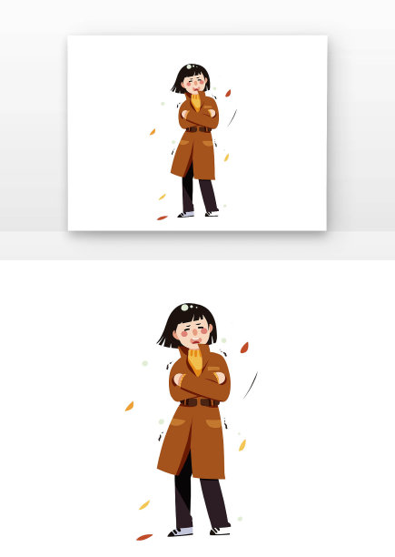 卡通冬天儿童寒冷穿着衣服图片下载