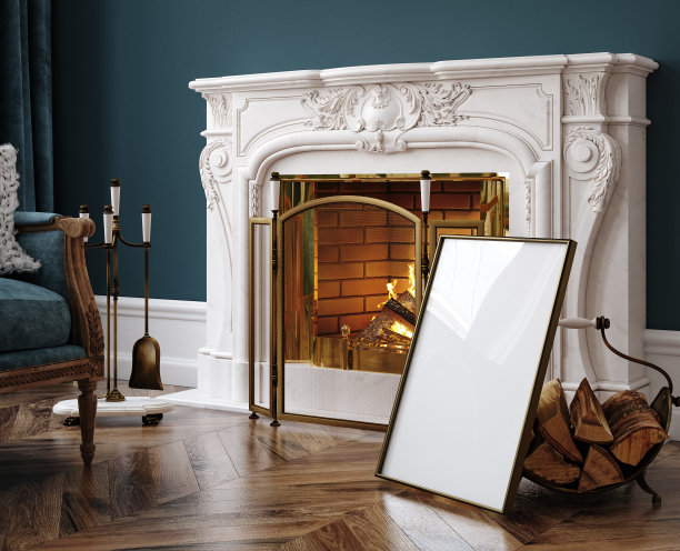 框架模型在经典的蓝色内部背景图片下载