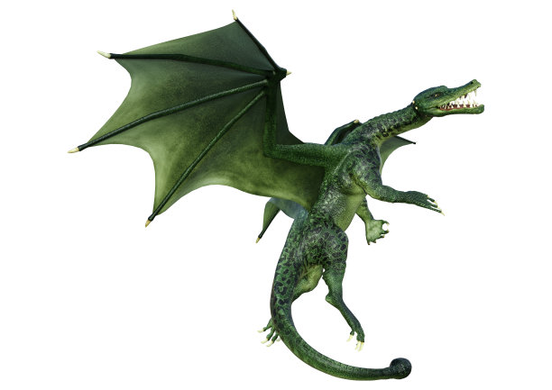 3D渲染童话龙在白色图片下载