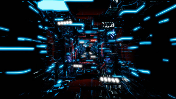 抽象工艺隧道设计的三维插图。图片下载