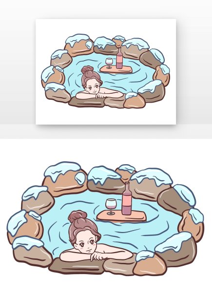 小雪泡温泉的人图片下载