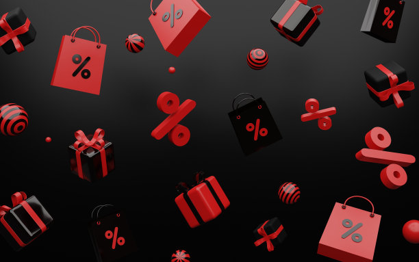 3d渲染黑色星期五销售抽象插图。图片下载