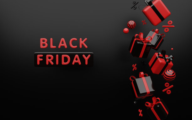 3d渲染黑色星期五销售抽象插图。图片下载