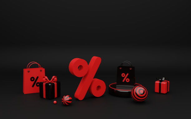 3d渲染黑色星期五销售抽象插图。图片下载