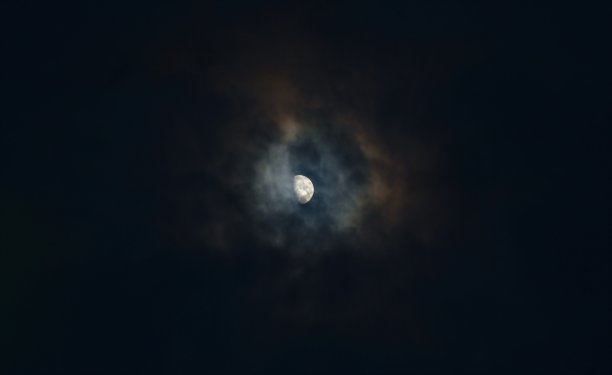 半圆月亮被云覆盖图片下载