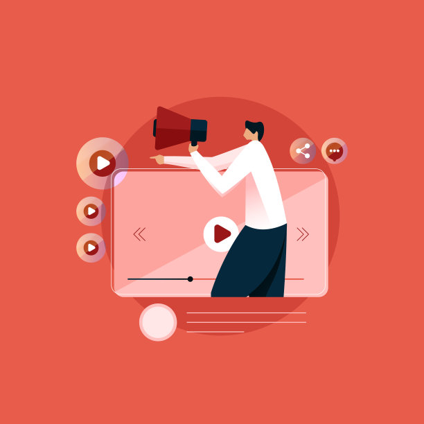 人与扩音器站在一起，数字营销策略，社交媒体视频营销插图概念图片下载