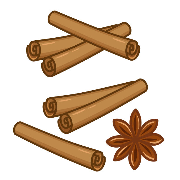 矢量插图的一些成分的热葡萄酒香料。肉桂棒和八角图片下载
