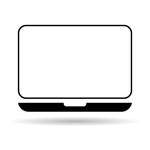 笔记本电脑平面网页图标阴影，笔记本电脑技术符号，空白显示矢量插图图片下载