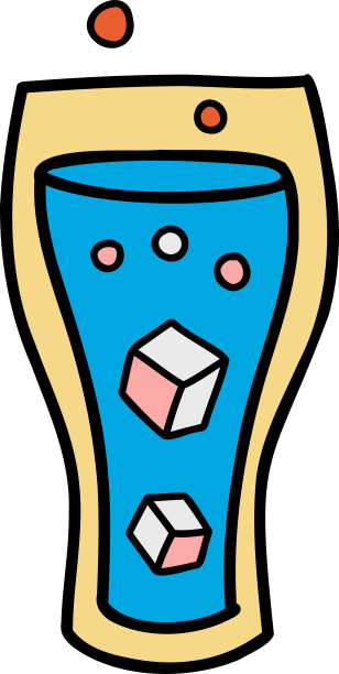 手绘玻璃水与冰插画图片下载