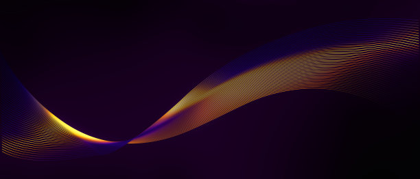 抽象闪亮的紫色和黄色波在黑暗的背景图片下载