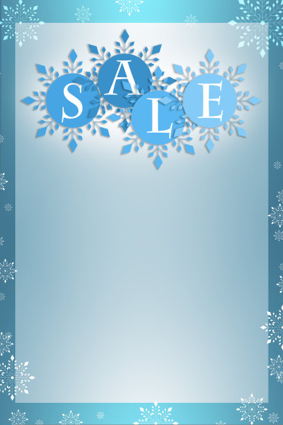 蓝色横幅与复制空间雪花和文字销售雪花。图片下载