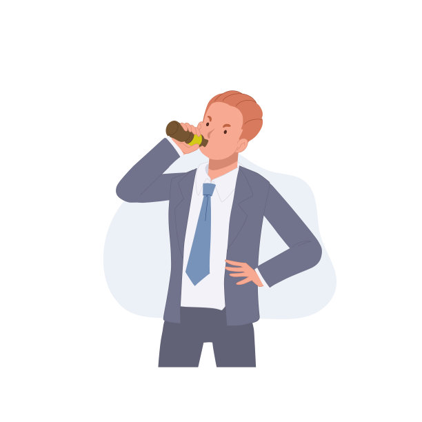 办公室职员，喝能量饮料的商人。推动力量。矢量图图片下载