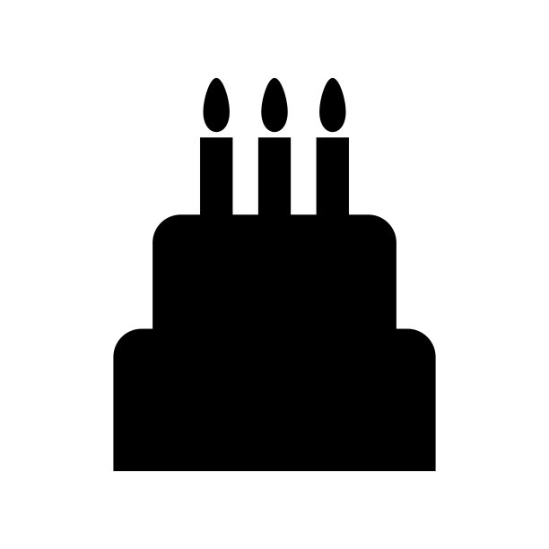 甜蜜的蛋糕图标，面包店甜点食物符号，生日快乐图形矢量插图图片下载