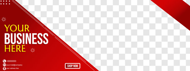 商业facebook封面页。红色横幅模板配照片处。为时间轴图片下载