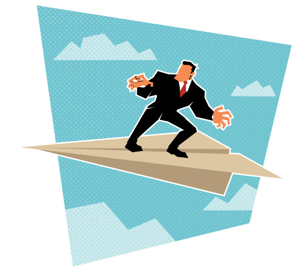 坐纸飞机的商人图片下载