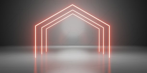 现代背景激光霓虹灯平台技术风格的3d插画图片下载