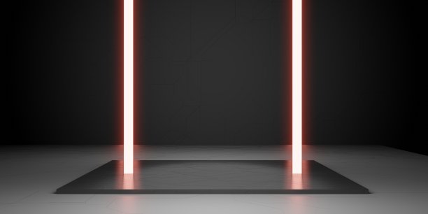 现代背景激光霓虹灯平台技术风格的3d插画图片下载