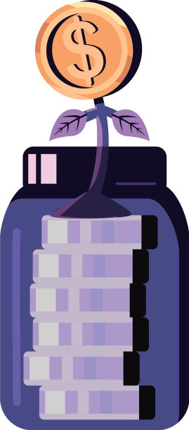 扁平的硬币罐与钱树图片下载