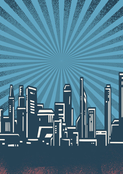 未来城市海报色彩缤纷的复古图片下载