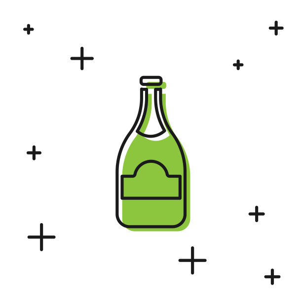 黑色的香槟酒瓶图标孤立在白色上图片下载