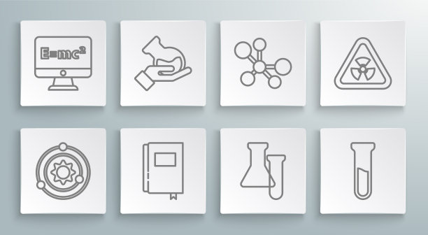 设置线太阳系试管和烧瓶书图片下载