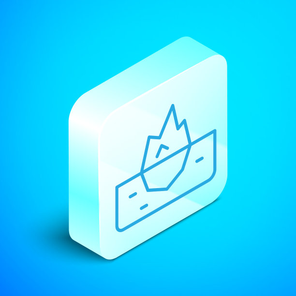 等距线冰山图标孤立在蓝色图片下载