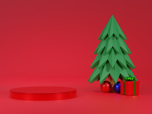圣诞树和礼物3D背景艺术溢价设计图片下载