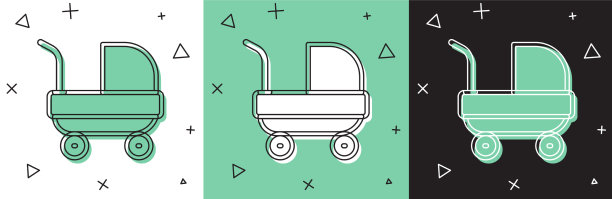 设置婴儿车图标隔离在白色和图片下载