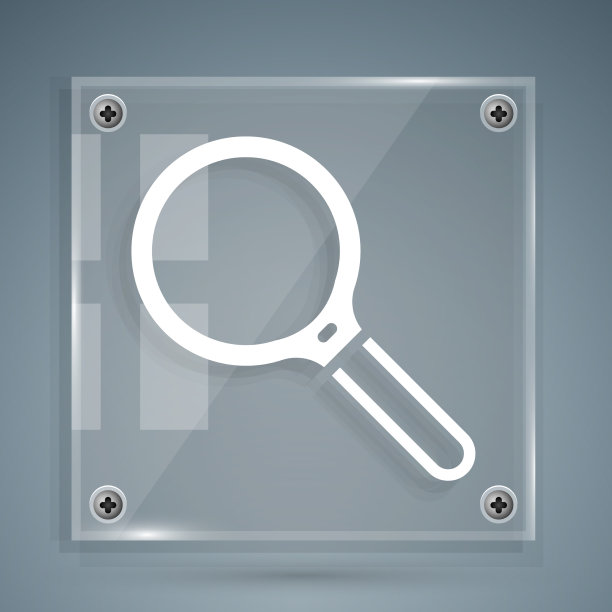 白色放大镜图标隔离在灰色图片下载