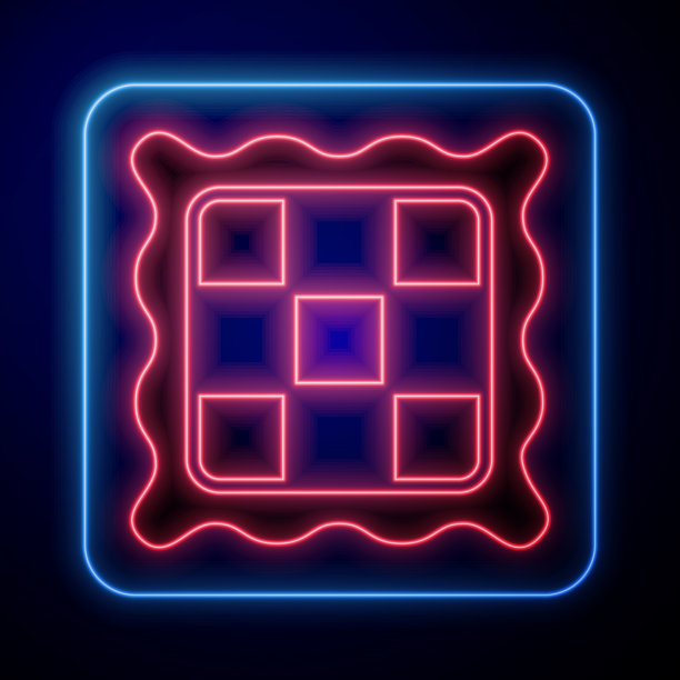 发光的霓虹格子餐巾纸图标孤立上图片下载