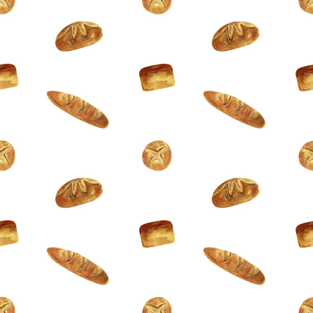 面包。水彩无缝模式。图片下载