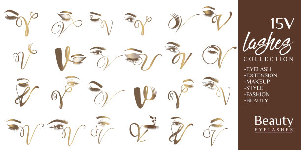 带字母V概念的睫毛图片下载