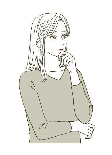 一个女人用她的颧骨思考的插图图片下载