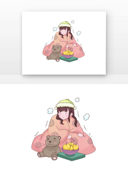 冬天居家人物裹被子图片下载