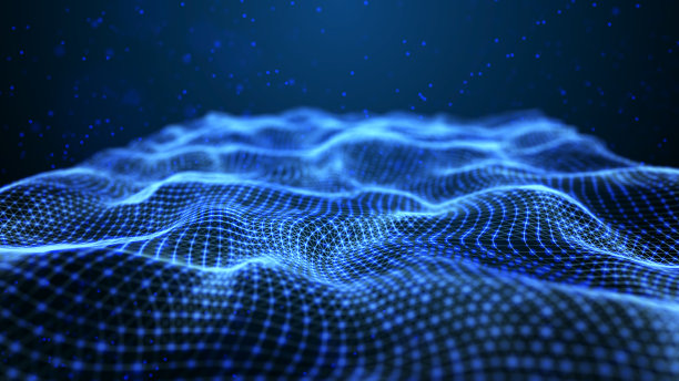 未来的点和线的背景与动态波。大数据。抽象背景三维渲染。4 k。图片下载