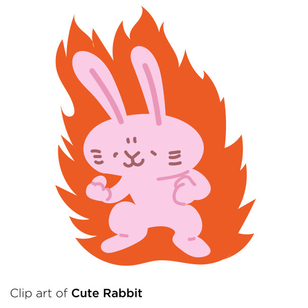 兔子人物插画系列《燃烧斗志的兔子》图片下载