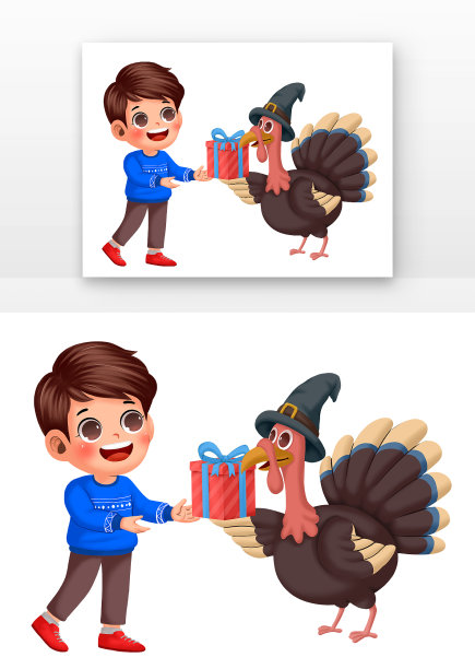 感恩节火鸡和儿童图片下载